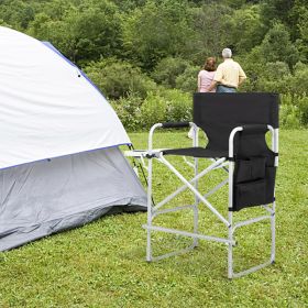 Silver White Iron Pipe Black Cloth Surface Plastic Sprayed Iron Round Pipe Director's Chair 103x60x499cm 120kg Without Carrying Bag (Option: 43649365)