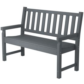 2-Person Garden Bench, HDPE Outdoor Bench with 530 lbs Capacity, Curved Seat for Backyard, Park, Porch, Lawn, Gray (Option: Gray-1310x625x145 mm)