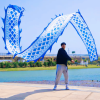 3D Colorful Dragon Silk-Like Flowy Spinning & Shaking Poi - Flinging The Dragon Spiral Practice Ribbon Streamer with Fiberglass Handsticks + Travel Ba