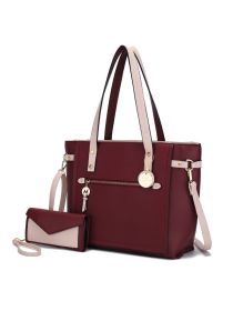 MKF Collection Andrys Tote Handbag by Mia k (Color: Wine-Blush, material: Polycarbonate)