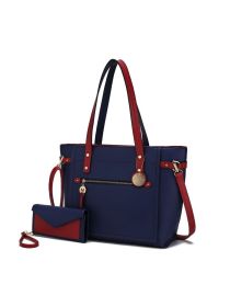 MKF Collection Andrys Tote Handbag by Mia k (Color: Navy-Wine, material: Polycarbonate)
