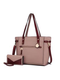 MKF Collection Andrys Tote Handbag by Mia k (Color: Mauve-Wine, material: Polycarbonate)